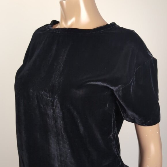 Calvin Klein Jeans Black Velvet T-Shirt Boxy Short Sleeve Crew Neck Top XS - Picture 7 of 12